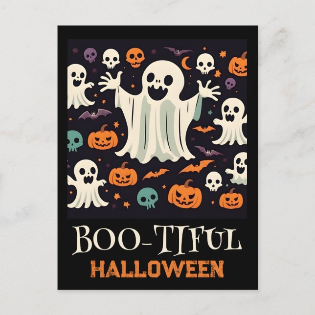Carte Postale Éffrayant Happy Ghost Boo-tiful Halloween (Devant)