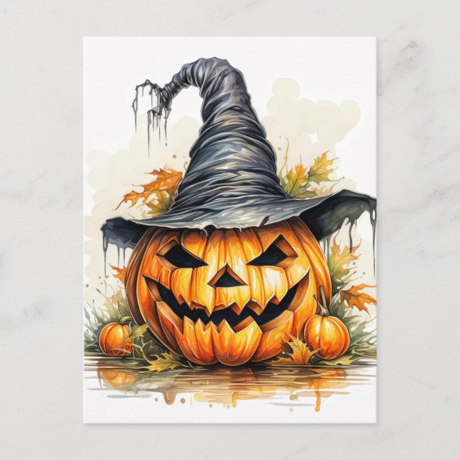 Carte Postale Éffrayant Happy Halloween Citrouille (Devant)