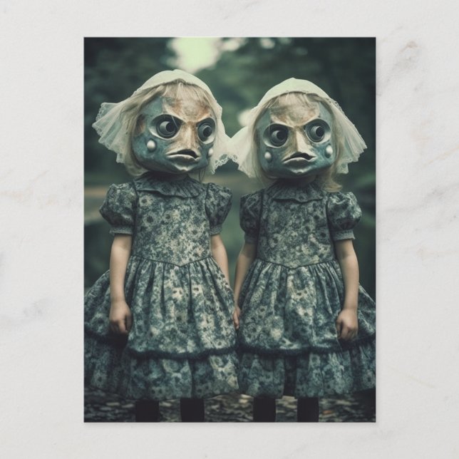 Carte Postale Effrayant Poisson Twins Horreur (Devant)