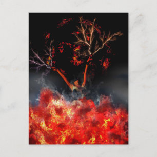 Carte Postale Éffrayante Halloween sorcière brûler