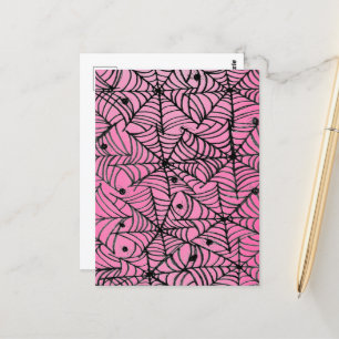 Carte Postale Éffrayante Halloween Spider Webs sur rose
