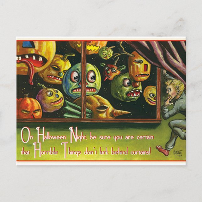Carte postale éffrayante Halloween vintage (Devant)