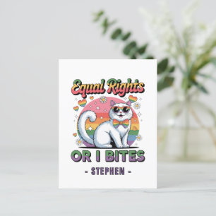 Carte Postale Égalité des droits - Drôle mignon chat blanc Fiert