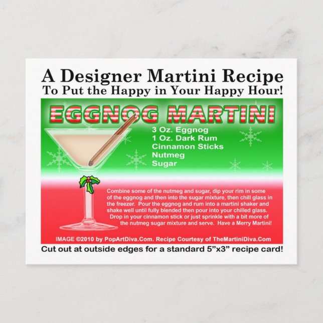 Carte postale Eggnog Christmas Martini Recette (Devant)