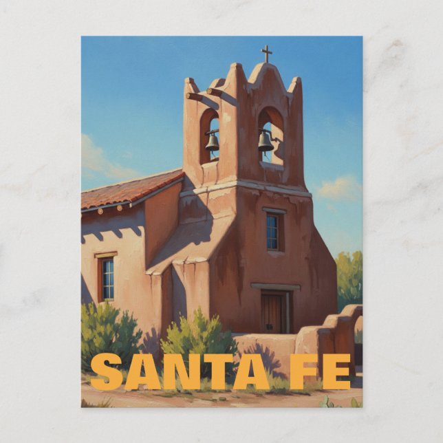 Carte Postale Église à Père Noël Fe Nouveau-Mexique (Devant)