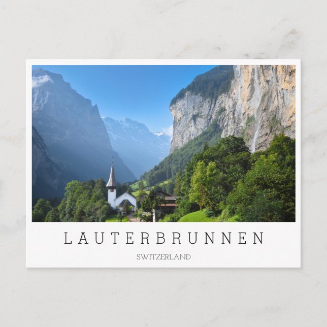 Carte Postale Eglise dans la vallée de Lauterbrunnen, Suisse (Devant)