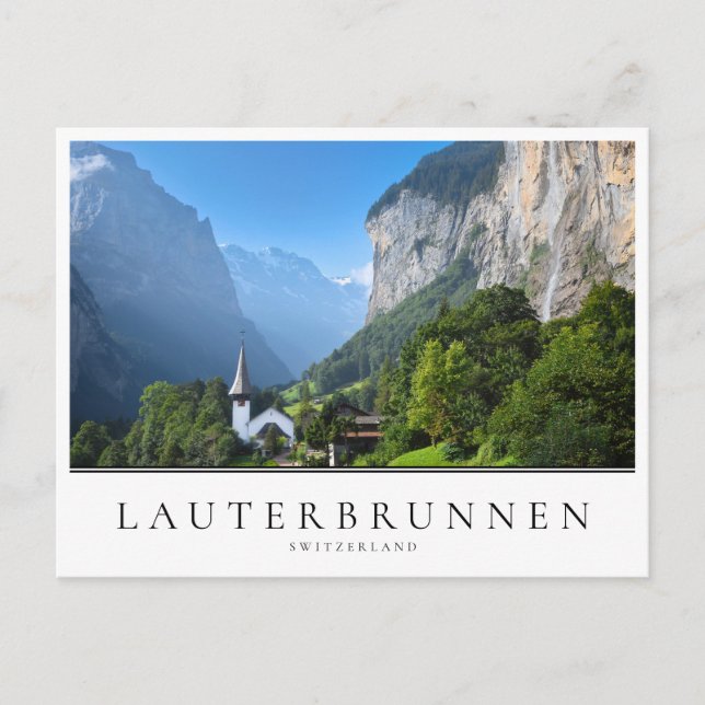Carte Postale Église dans la vallée de Lauterbrunnen, Suisse (Devant)