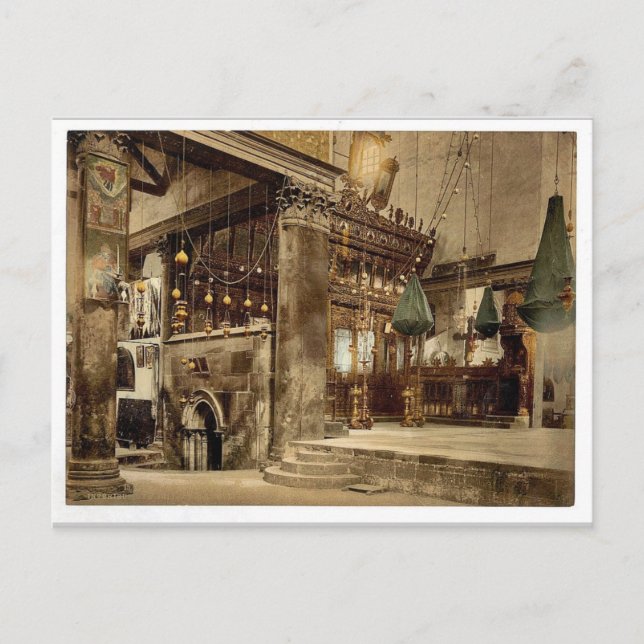 Carte Postale Église de la nativité (intérieure), Bethlehem, (Devant)