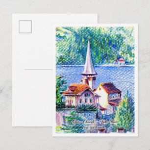 Carte Postale Église de Spiez sur le lac de Thoune à Spiez en Su