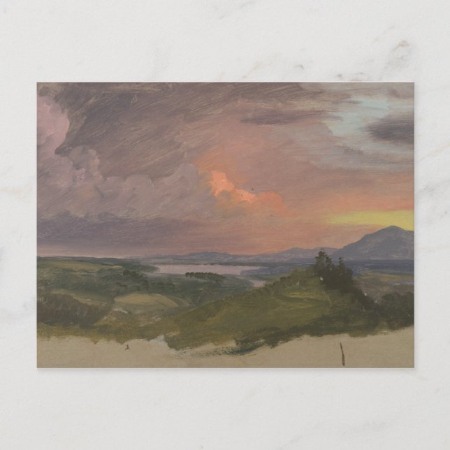 Carte Postale Église Frederic Edwin -Coucher de soleil dans la v (Devant)