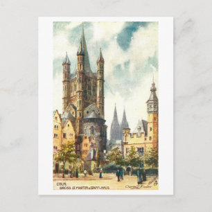 Carte Postale Église Grande Saint-Martin vintage, Koln, Allemagn