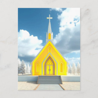 Carte Postale Église Jaune Clair Étrange