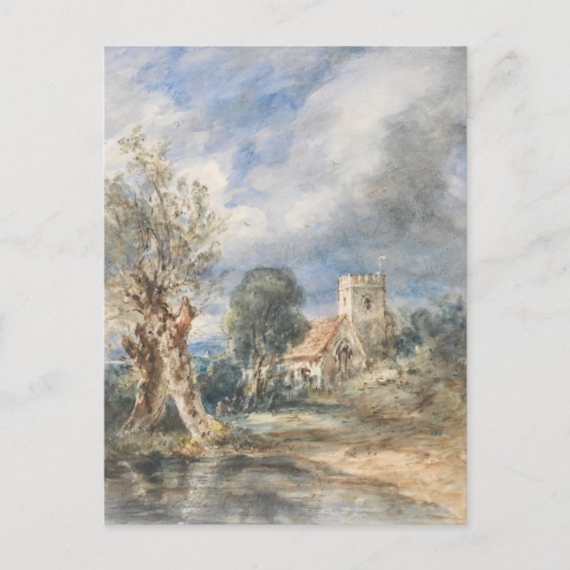 Carte Postale Église Stoke Poges (1834) John Constable (Devant)