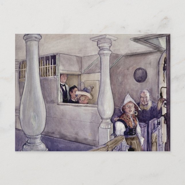 Carte Postale Église Sundborn Pendant Le Culte. (Devant)