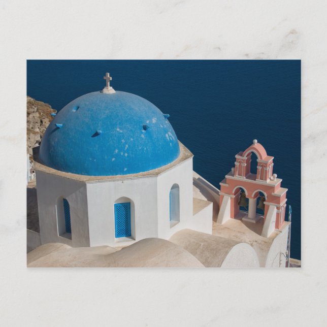 Carte Postale Église sur l'île de Santorin, Grèce (Devant)
