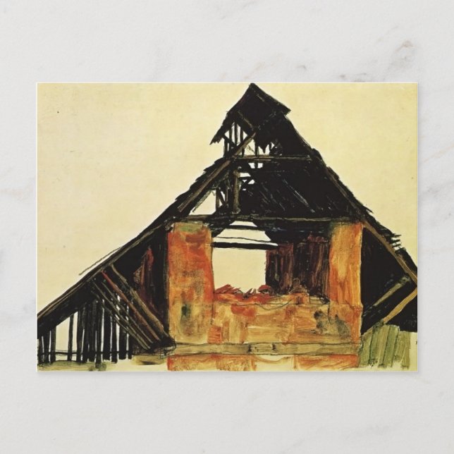 Carte Postale Egon Schiele - Ancienne maison en brique en Carint (Devant)