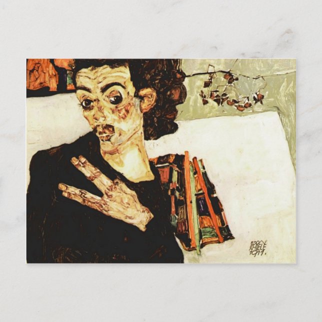 Carte Postale Egon Schiele - Autoportrait avec Vase Noir (Devant)