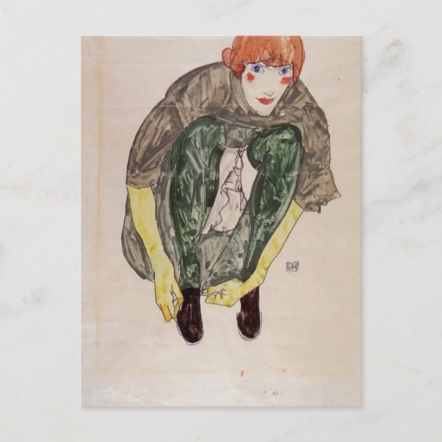 Carte Postale Egon Schiele - Chiffre de crouching (Valerie Neuzi (Devant)