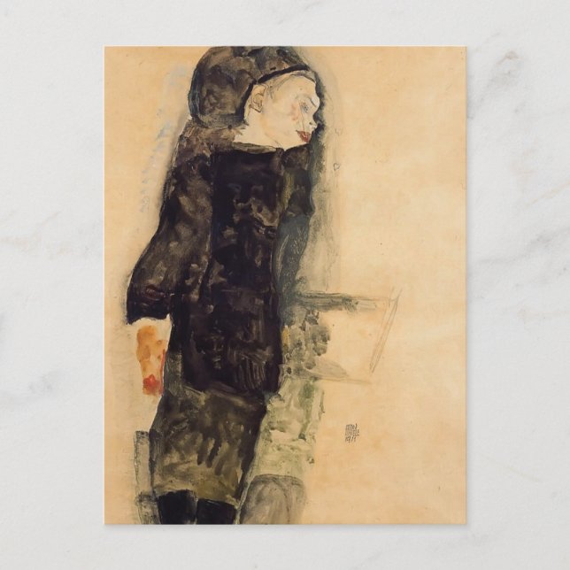 Carte Postale Egon Schiele - Enfant en noir (Devant)