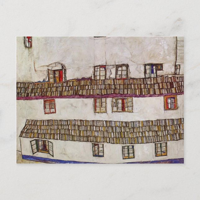 Carte Postale Egon Schiele - Fenêtres (façade d'une maison) (Devant)