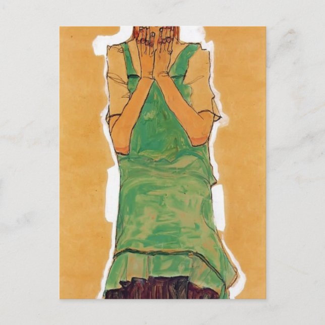 Carte Postale Egon Schiele - Fille avec PinaForte Verte (Devant)