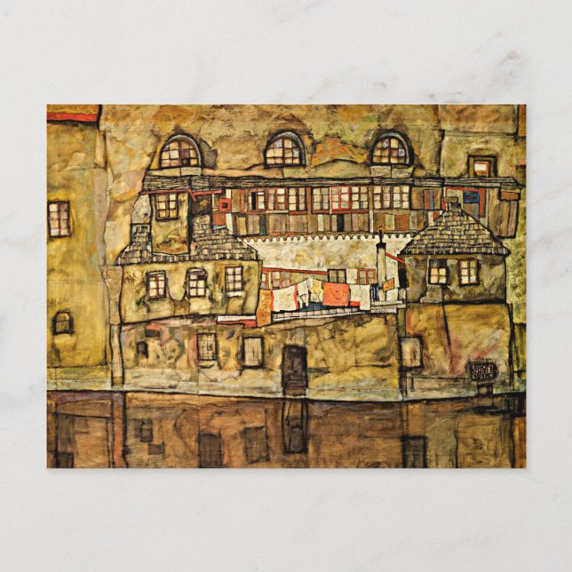 Carte Postale Egon Schiele - Mur de maison sur la rivière (Devant)