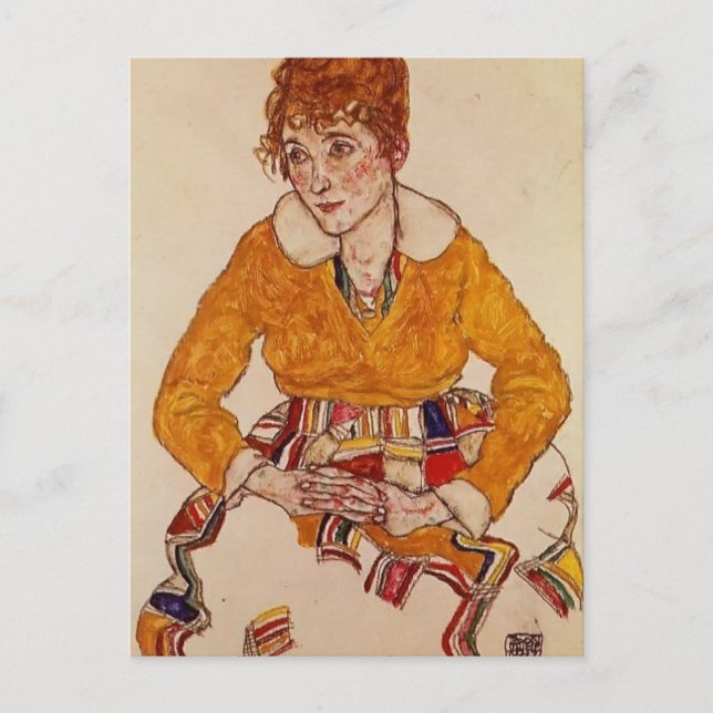 Carte Postale Egon Schiele - Portrait de la femme de l'artiste (Devant)