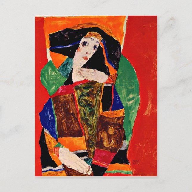 Carte Postale Egon Schiele - Portrait d'une femme (Devant)