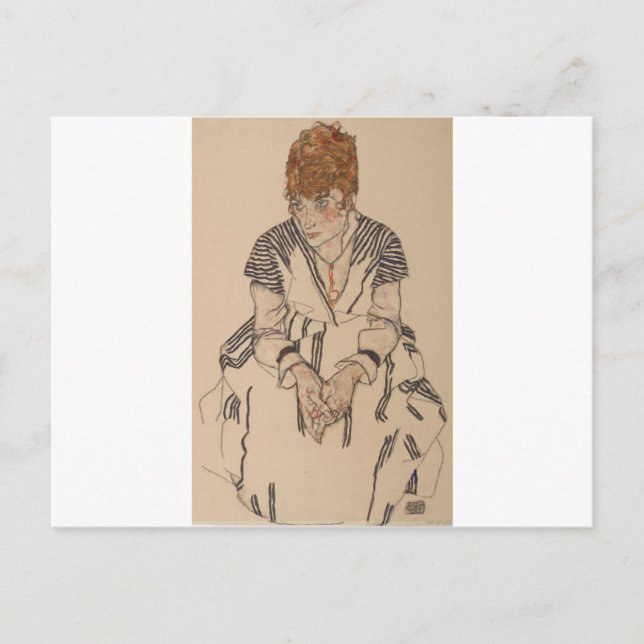 Carte Postale Egon Schiele - Soeur d'artiste en droit (Devant)