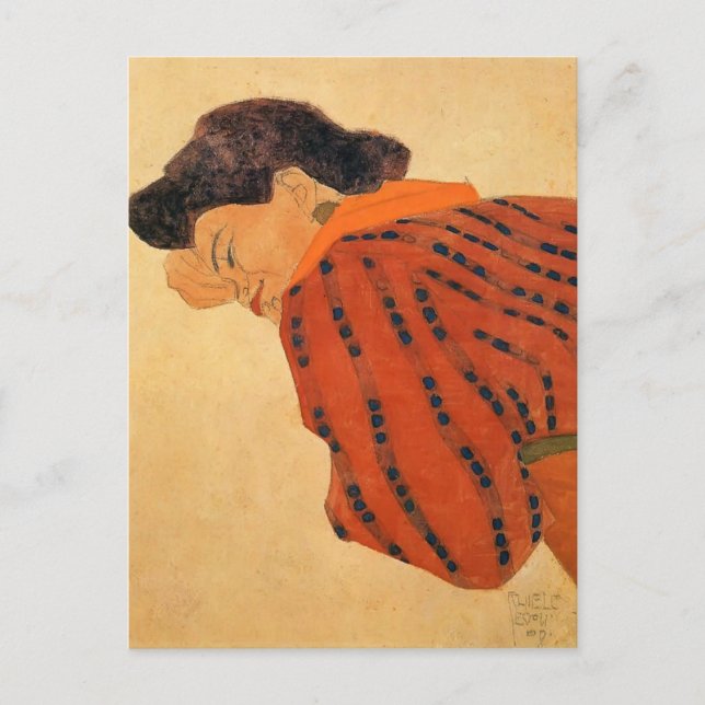 Carte Postale Egon Schiele - Une femme récitante avec la blouse  (Devant)
