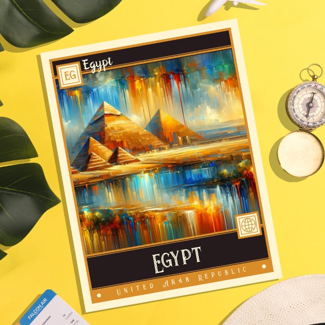 Carte Postale Égypte | Peinture Vintage (Créateur téléchargé)