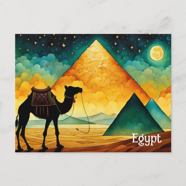 Carte postale égyptienne Pyramides Camping Desert (Devant)