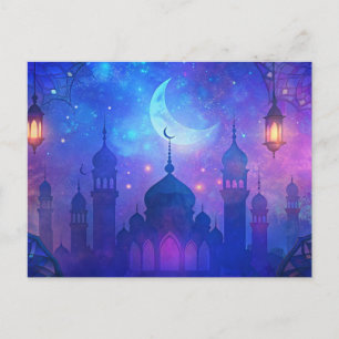 Carte Postale Eid Moubarak Magie Nuits Arabes Croissant Couleurs