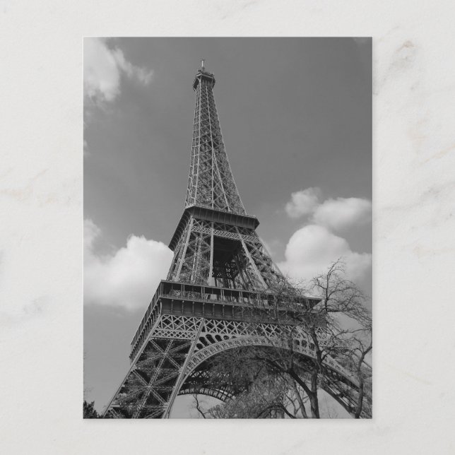 Carte Postale Eiffel nuageux en noir et blanc, 2015 (Devant)