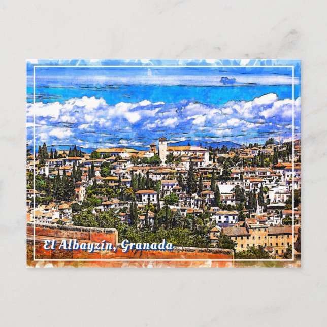 Carte Postale El Albayzín, Grenade, Andalousie, Espagne. (Devant)