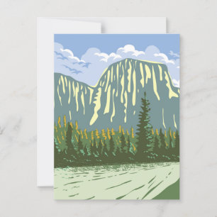 Carte Postale El Capitan à Yosemite Valley California WPA Art