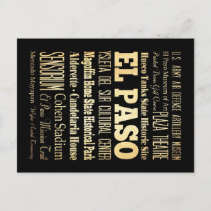 Carte Postale El Paso City Texas State Typography Art