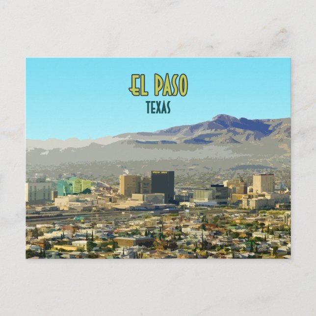 Carte Postale El Paso Downtown Mountain Texas Vintage (Devant)