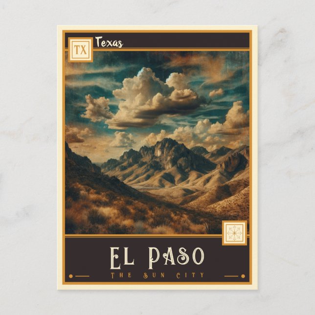 Carte Postale El Paso, Texas | VINTAGE (Devant)