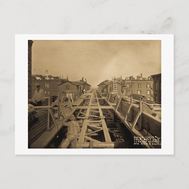 Carte Postale El Track & Station Construction Second Ave & 86th (Devant)