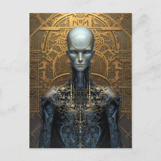 Carte Postale Elaborer mécanique Cyborg Robot Science Fiction (Devant)