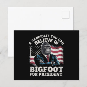 Carte Postale Election 2024 Funny Vote Sasquatch USA