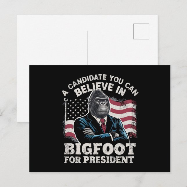 Carte Postale Election 2024 Funny Vote Sasquatch USA (Devant / Derrière)
