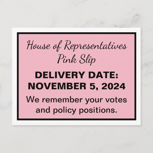 Carte Postale Élection 2026 - Slip rose Chambre des représentant (Devant)