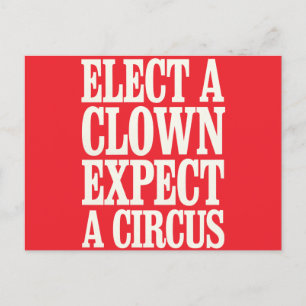 Carte Postale Élection D'Un Clown Attendez-Vous À Un Cirque Anti