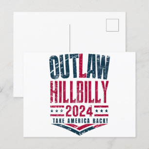 Carte Postale Élections Vintage Outlaw Hillbilly Drapeau américa