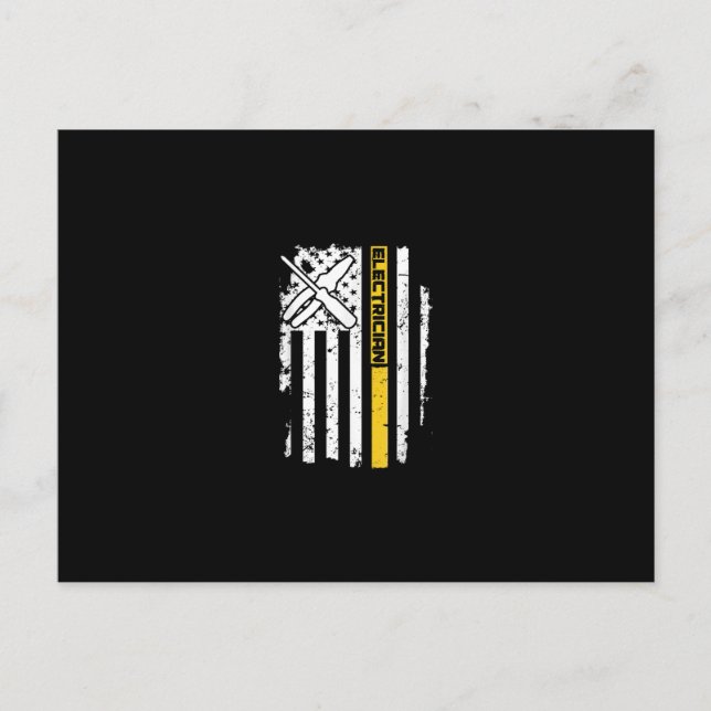 Carte Postale Électricien Drapeau USA Cadeau Électrique Américai (Devant)
