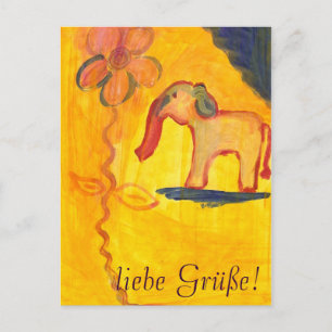 Carte Postale elefer mit blume von Lola Mono