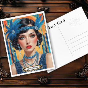Carte Postale Élégance cocktail des années 1920 Flapper Girl 