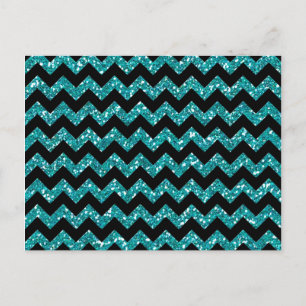 Carte Postale Élégance des Chevrons Turquoise
